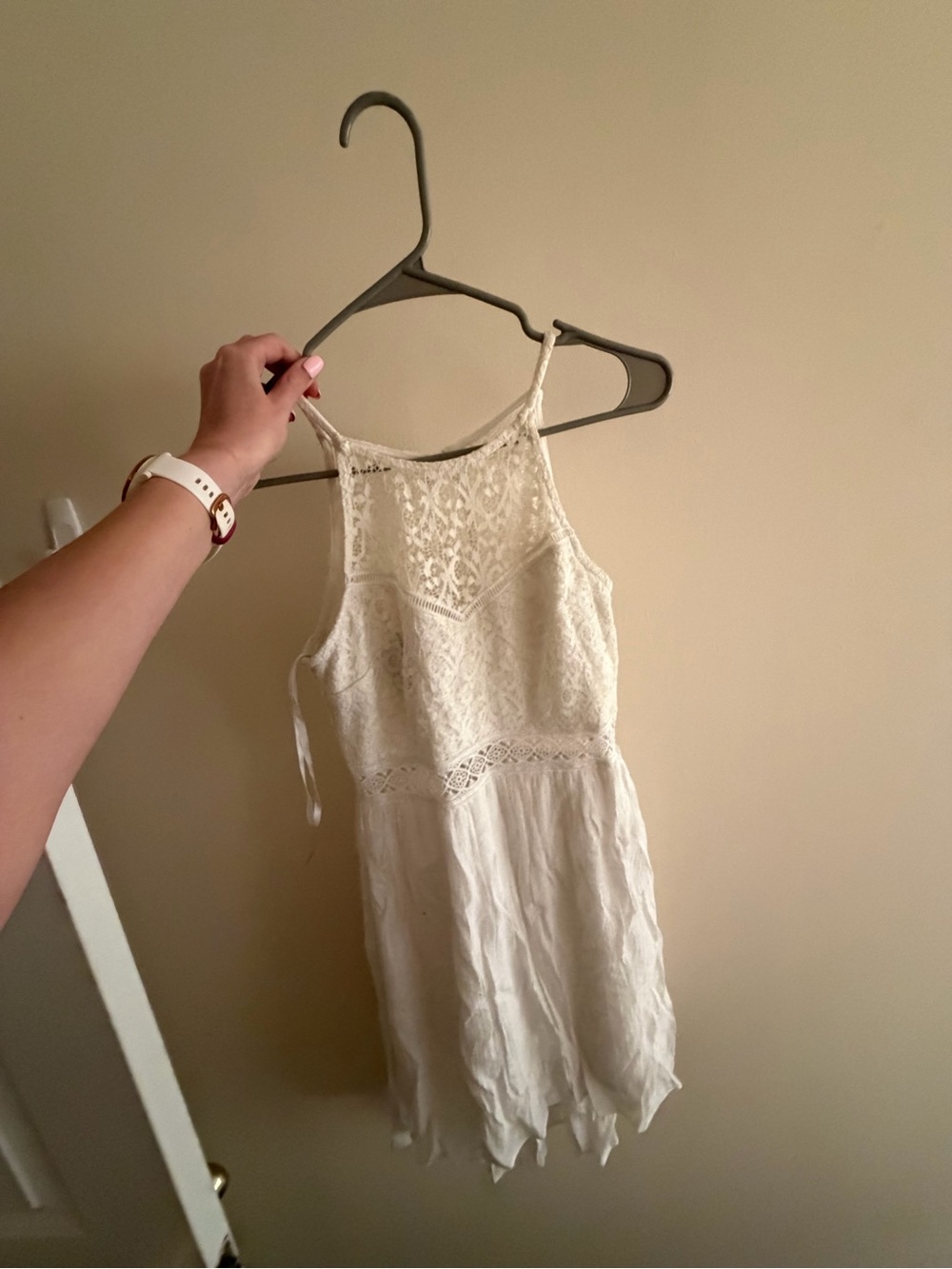 by & by White Lace Asymmetrical Summer Dress
